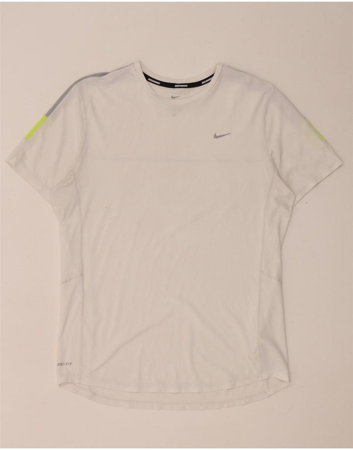 T-shirt Nike da uomo Dri Fit, top in poliestere color block bianco medio