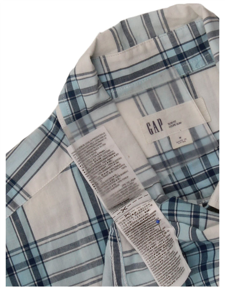 Gap Camicia da uomo slim fit a maniche corte in cotone a quadri bianco medio