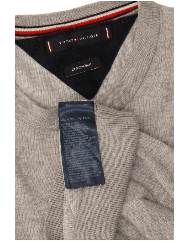 Maglione maglione girocollo da donna Tommy Hilfiger UK 12 Cotone grigio medio