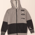 JORDAN Boys Graphic Zip Hoodie Sweater 10-11 Years Medium Grey Colourblock Vintage Jordan and Second-Hand Jordan from Messina Hembry 