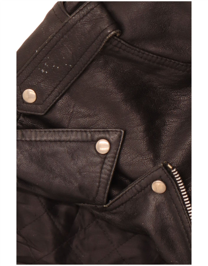 Giacca da motociclista in pelle da donna VINTAGE UK 14 Pelle nera media