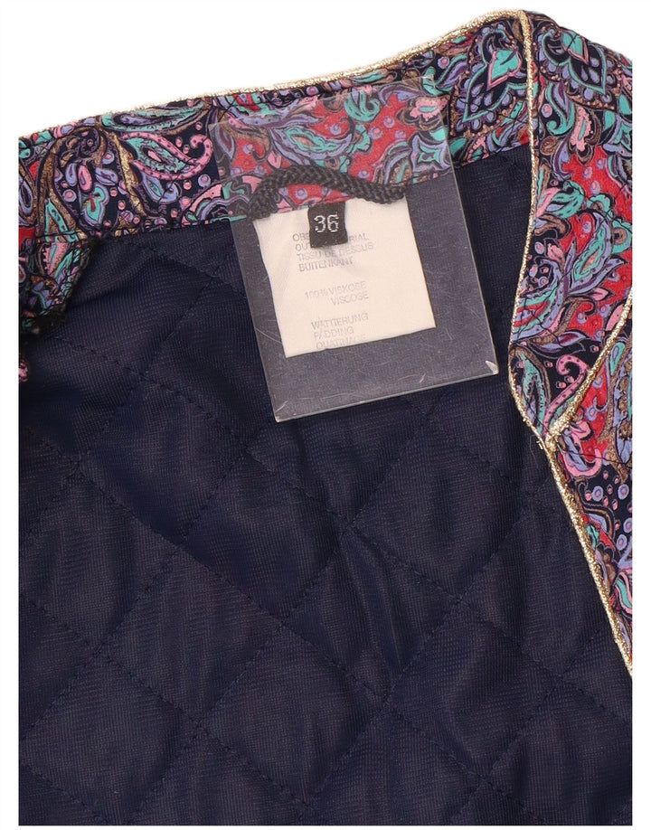 Giacca imbottita vintage da donna IT 36 Small Viola Paisley Viscosa