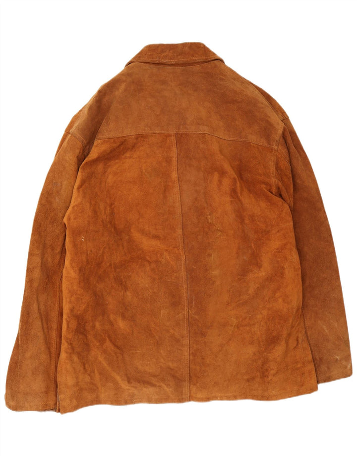 Giacca vintage in pelle scamosciata da donna UK 44 2XL Marrone
