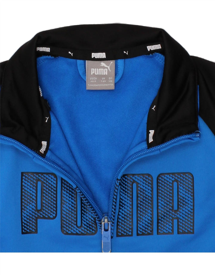 PUMA Boys Graphic Tracksuit Top Jacket 7-8 Years Blue Colourblock Vintage Puma and Second-Hand Puma from Messina Hembry 