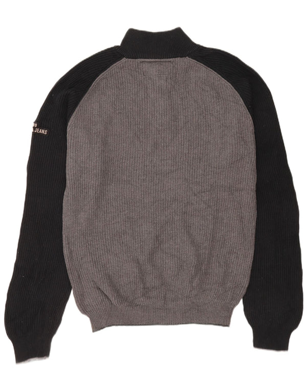 Maglione da uomo Nautica con zip e collo 2XL in cotone color block grigio