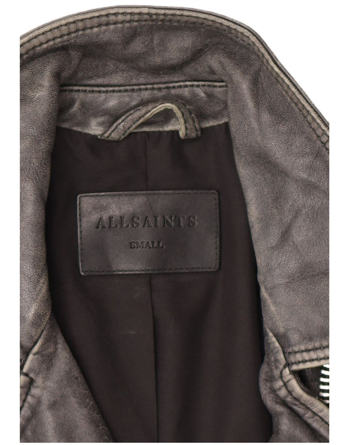 Giacca da motociclista in pelle da uomo All Saints UK 36 piccola in pelle nera