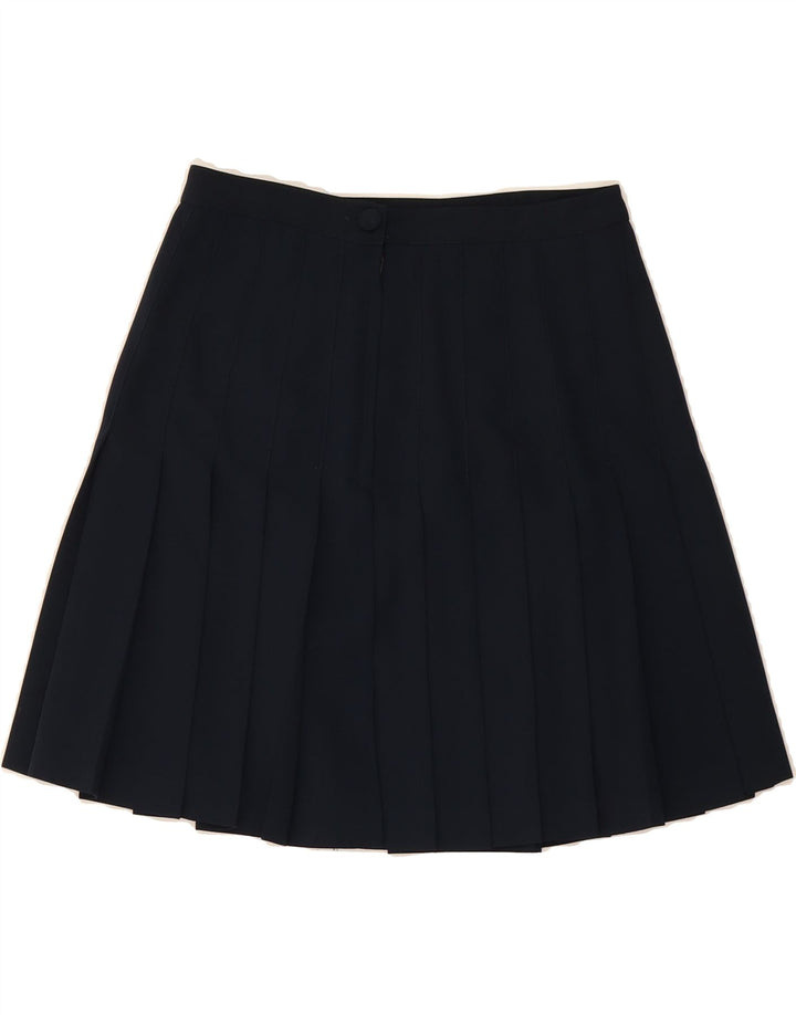 VINTAGE Womens Knife Pleated Skirt IT 42 Medium W26  Navy Blue Polyester Vintage Vintage and Second-Hand Vintage from Messina Hembry 