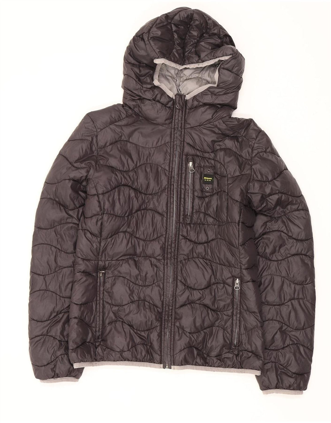 Giacca imbottita trapuntata con cappuccio da donna Blauer UK 14 Large nera in poliammide