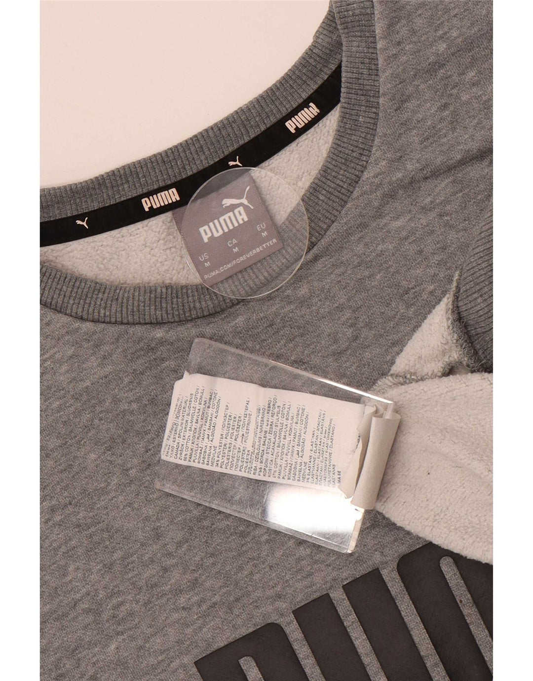 Felpa grafica da uomo Puma in cotone grigio medio