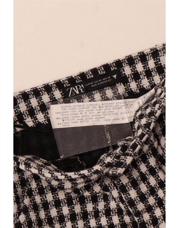 Minigonna Zara da donna XS W24 in cotone pied de poule nero