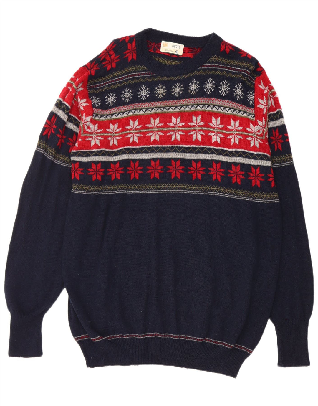 Maglione maglione girocollo da uomo Marks & Spencer grande blu navy Fair Isle