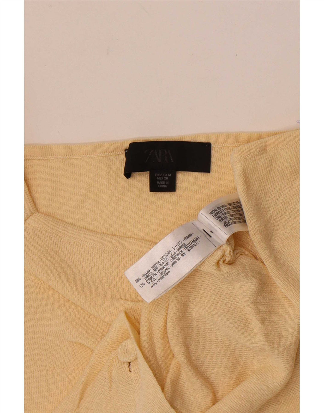 Top corto da donna Zara in camicetta UK 12 viscosa gialla media