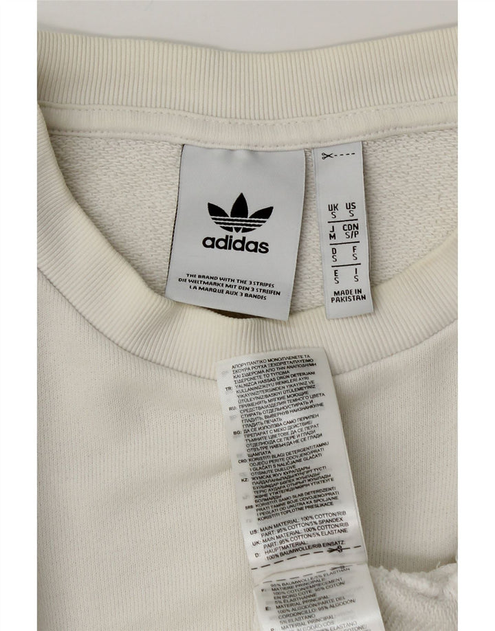 Felpa grafica da uomo ADIDAS, maglione piccolo, cotone bianco