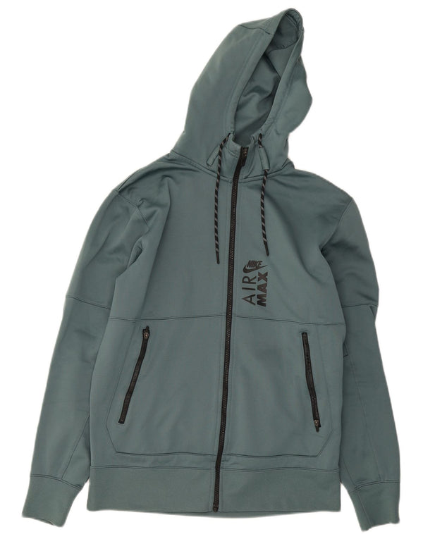Felpa con cappuccio e zip grafica Nike Therma-Fit da uomo in poliestere verde medio