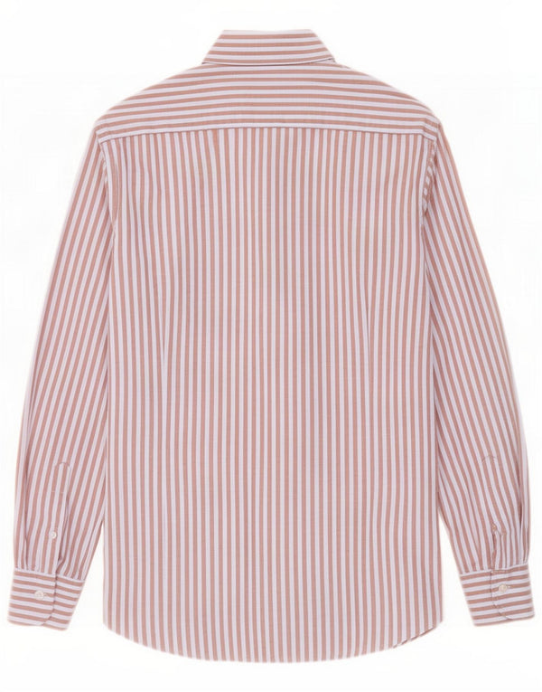 Massimo Dutti Mens Shirt Medium Brown Pinstripe