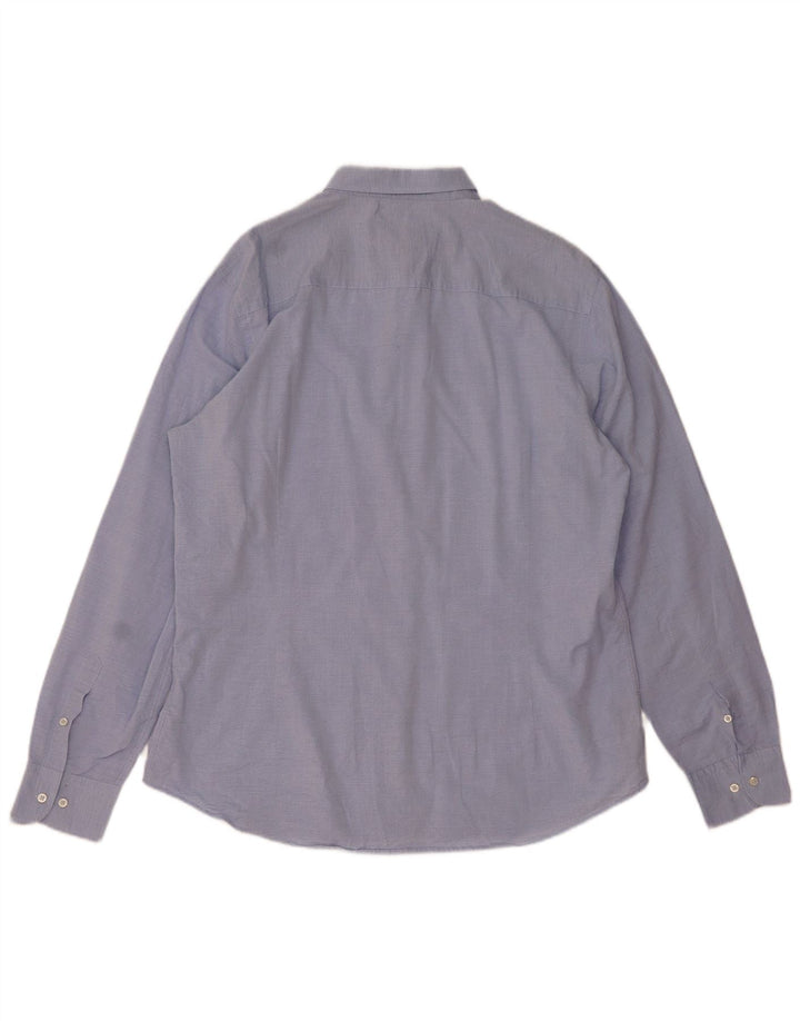 Camicia Uomo Massimo Dutti 2XL Cotone Gessato Blu