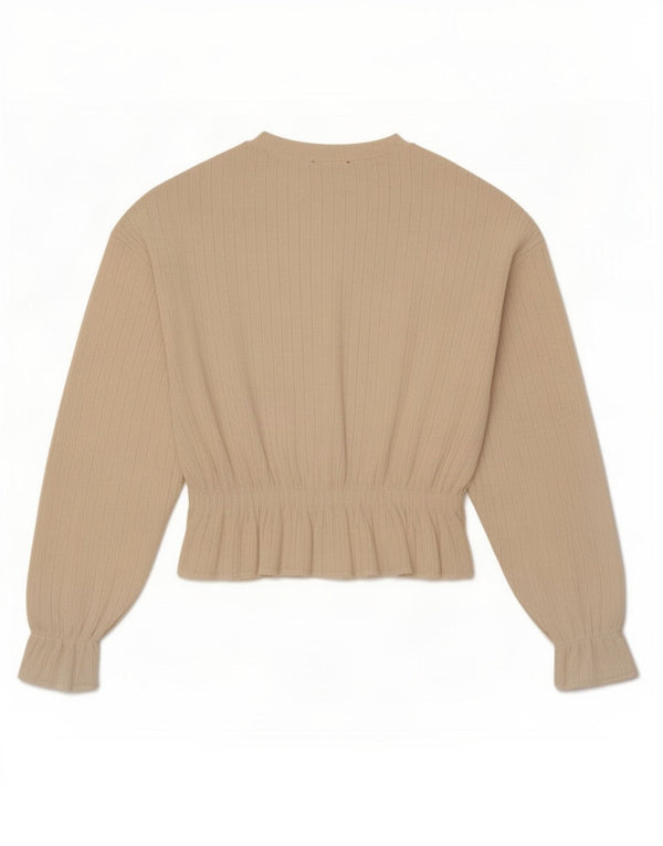 Top Zara da donna, vestibilità comoda, camicetta UK 10, piccola, poliestere beige