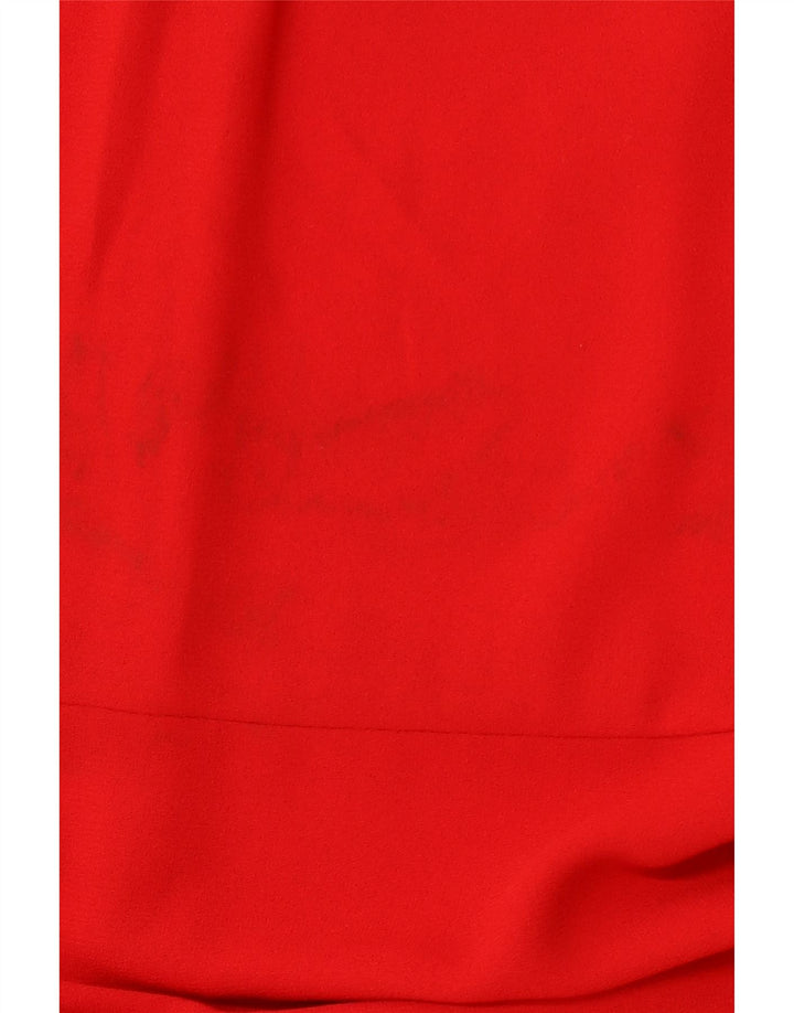 Abito a trapezio a maniche lunghe da donna ZARA UK 12 medio rosso poliestere