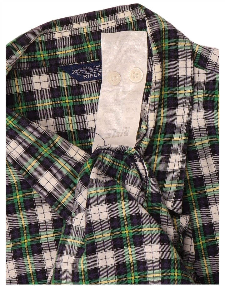 Camicia da uomo in flanella Rifle in cotone a quadri verde medio