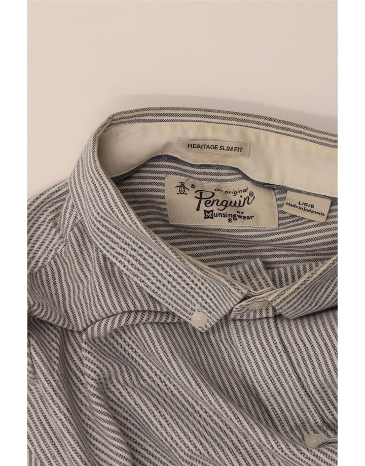 Penguin Camicia da uomo Heritage slim fit grande gessato grigio