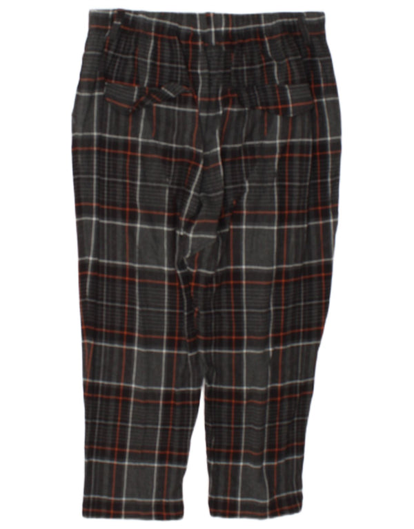 Pantaloni capri affusolati a vita alta da donna Zara grandi W30 L21 a quadri grigi