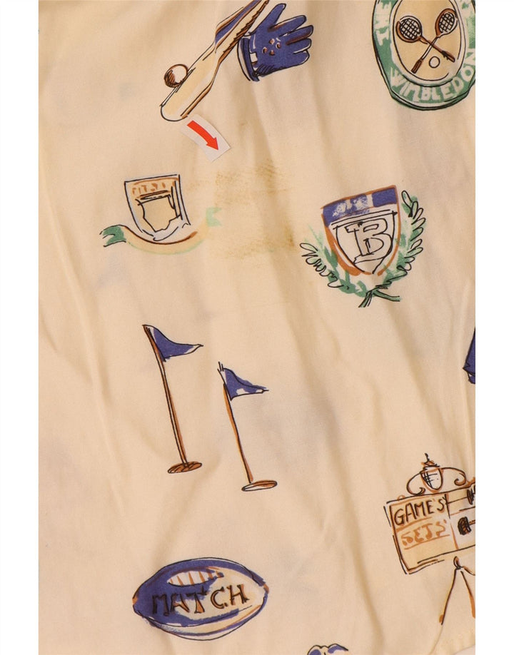 BARONI Camicia grafica da uomo a maniche corte grande in viscosa bianco sporco