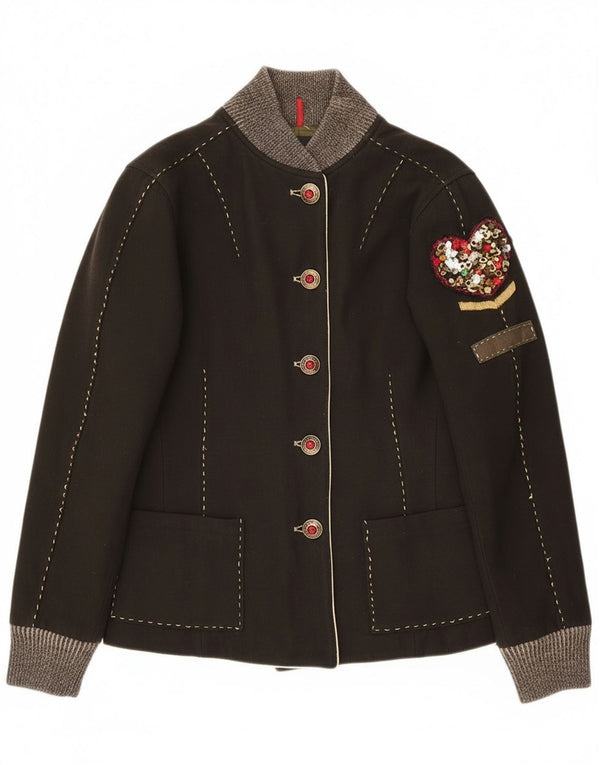 Giubbotto bomber grafico da donna Calvin Klein UK 14 Large Lana kaki