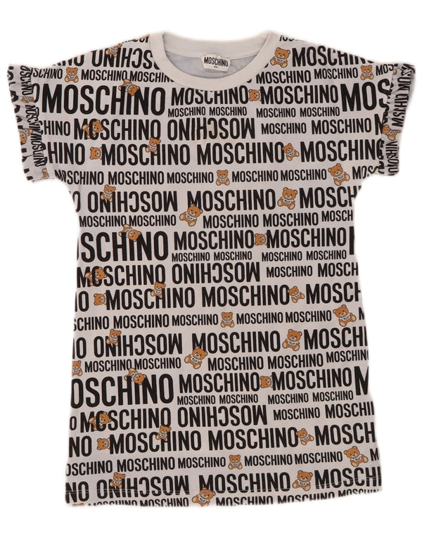 T-shirt grafica per ragazze MOSCHINO Top 7-8 anni in cotone grigio