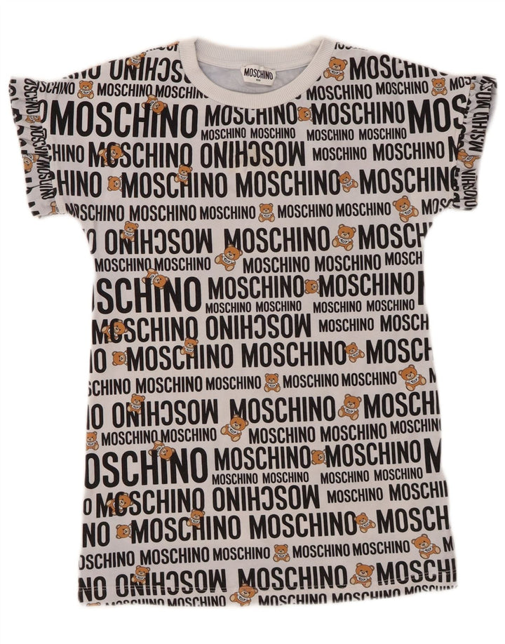 T-shirt grafica per ragazze MOSCHINO Top 7-8 anni in cotone grigio