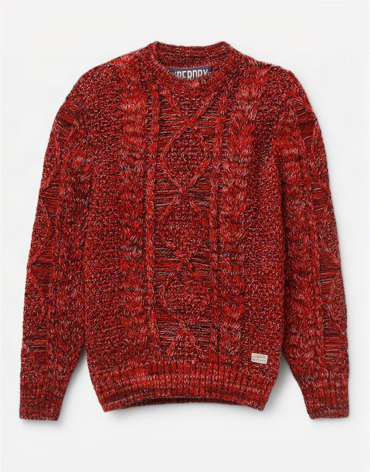 Maglione da uomo con scollo a barca Superdry Acrilico screziato rosso medio