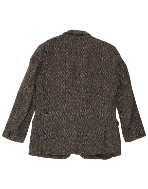 Giacca blazer a 2 bottoni da uomo Harris Tweed UK 42 XL lana screziata grigia