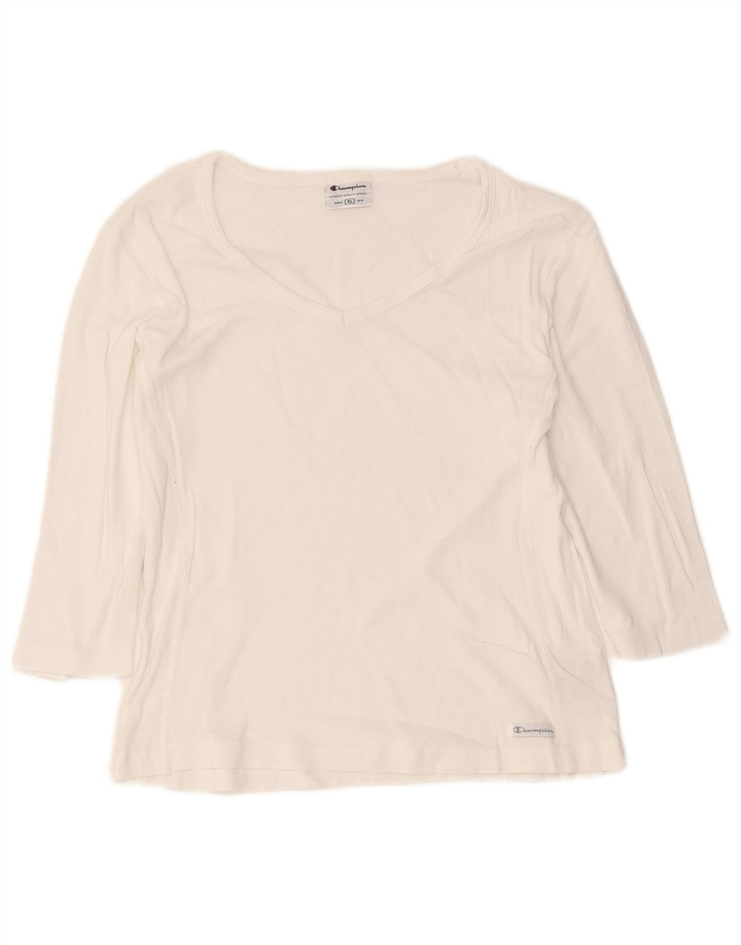 Maglia da donna Champion manica 3/4 UK 18 XL cotone bianco