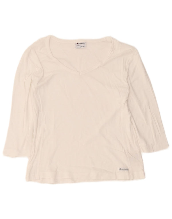 Maglia da donna Champion manica 3/4 UK 18 XL cotone bianco