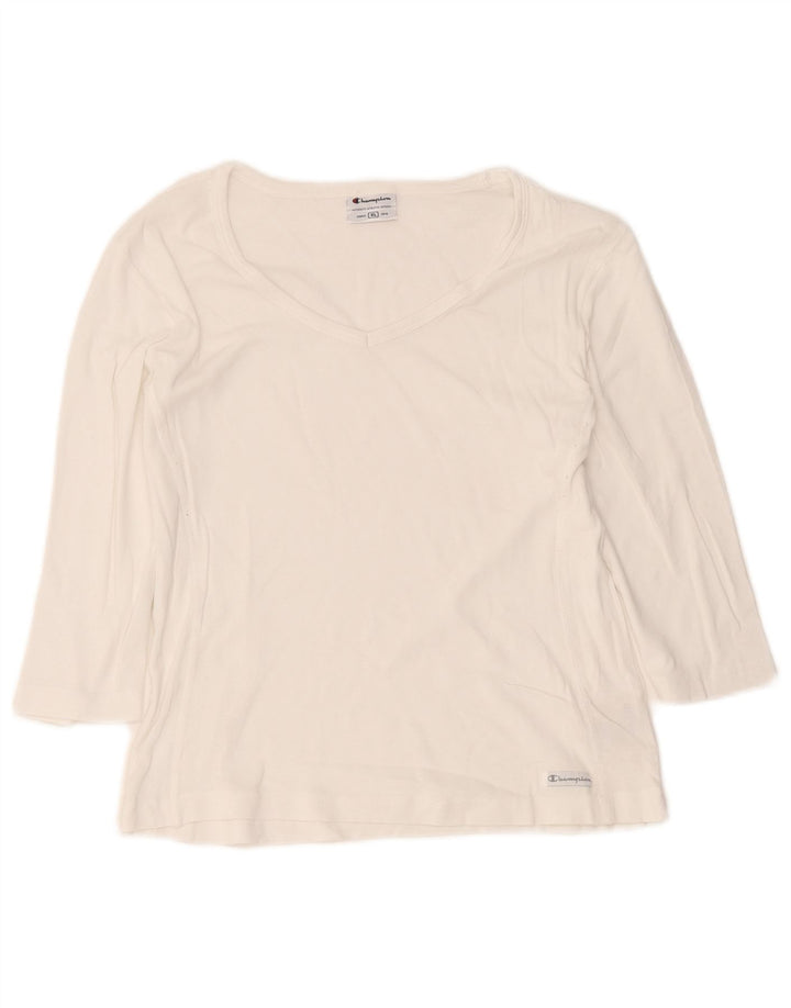 Maglia da donna Champion manica 3/4 UK 18 XL cotone bianco