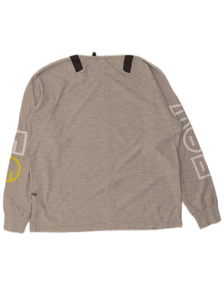 Top grafico da uomo G-Star a maniche lunghe XL in cotone grigio