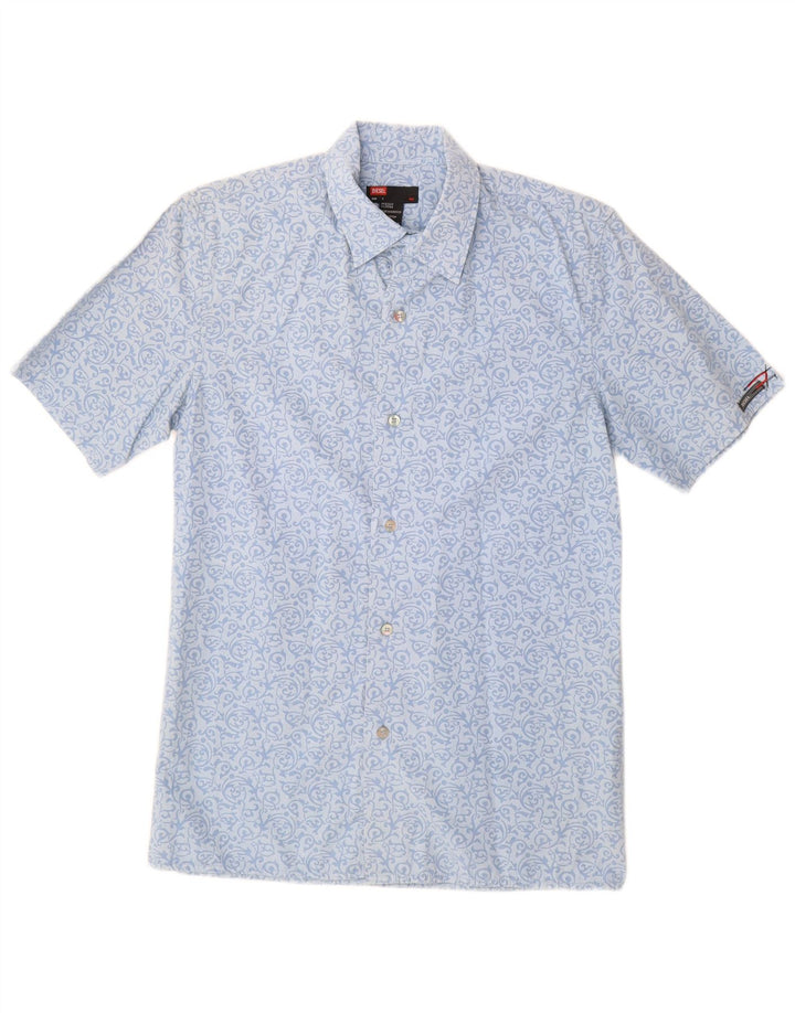 DIESEL Camicia a maniche corte da uomo in cotone floreale blu piccolo