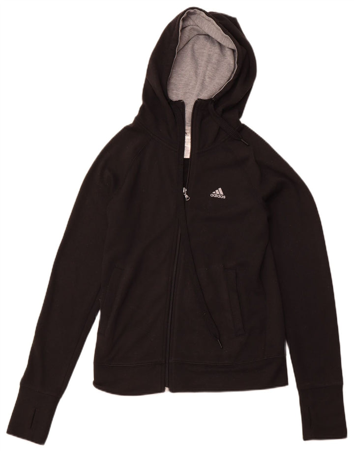 Felpa con cappuccio e zip ADIDAS da donna Climalite UK 4/6 XS poliestere nero