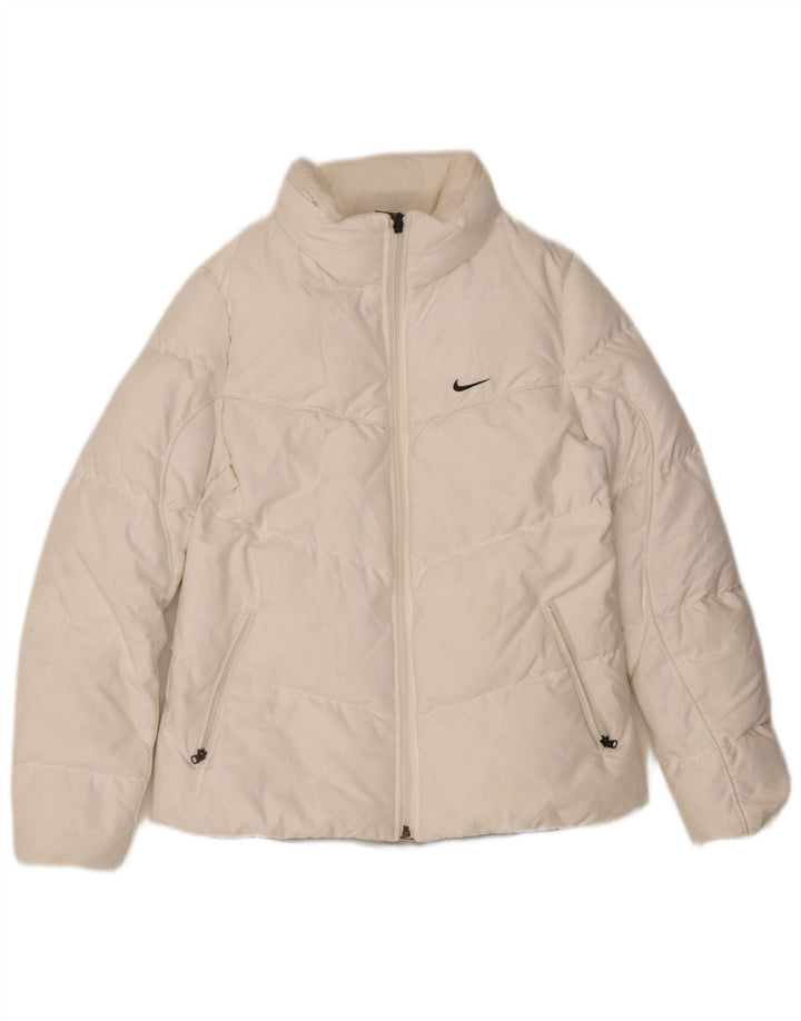 Giacca imbottita da donna Nike UK 10/12 poliestere bianco medio