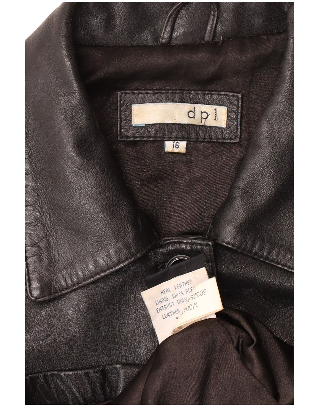 Giacca in pelle vintage da donna UK 16 grande in pelle nera