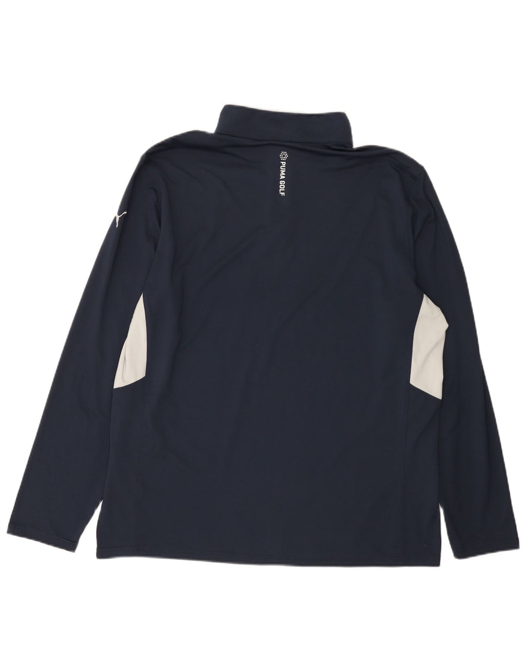 Puma Uomo Zip Neck Pullover Tuta Top XL Blu Navy Colourblock