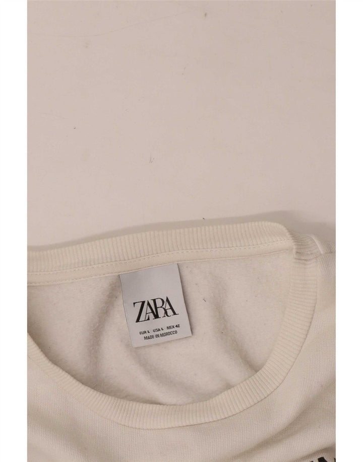 Felpa Zara da donna con vestibilità regolare con grafica, grande bianca