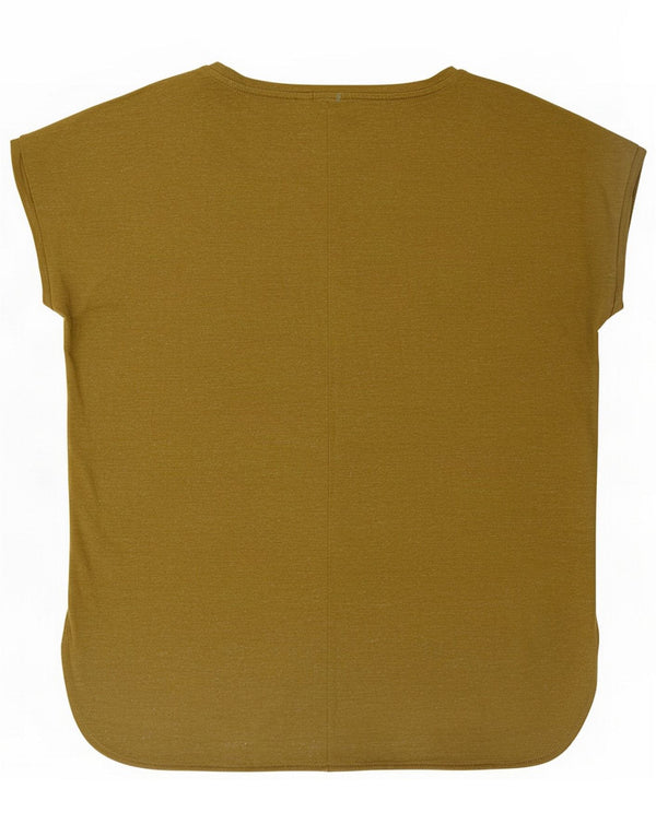 Ichi Womens T-Shirt Top UK 14 Medium Khaki Flecked Polyester