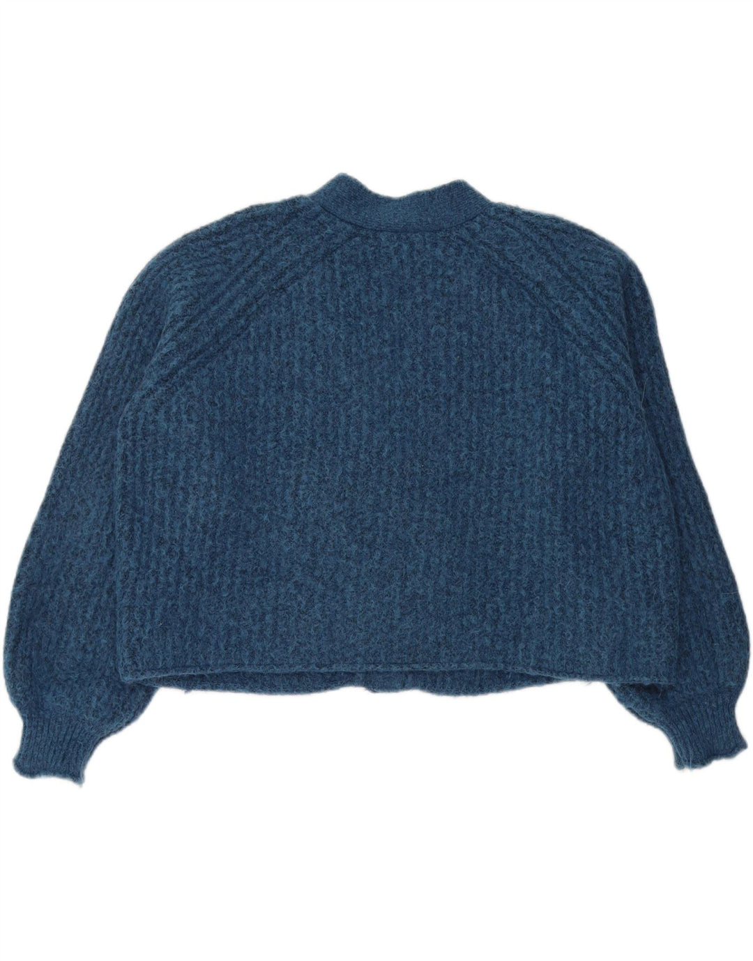 Maglione cardigan oversize corto da donna Zara UK 16 grande poliestere blu