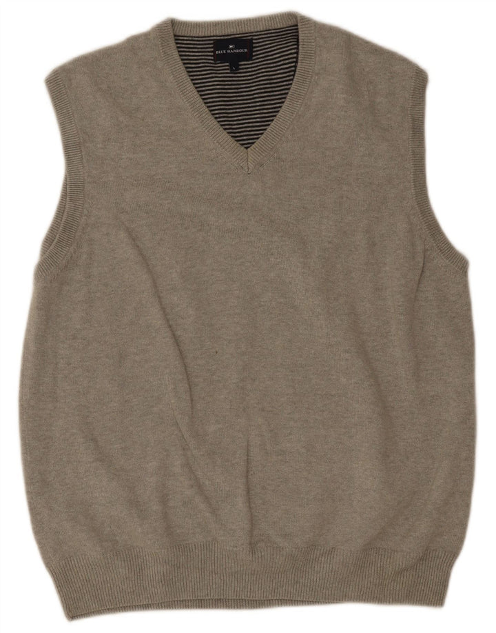 Canotta da uomo Marks & Spencer blu Harbour Vest grande cotone grigio