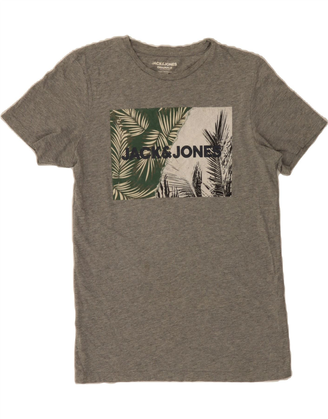 JACK & JONES Mens Slim Fit Graphic T-Shirt Top Medium Grey Cotton Vintage Jack & Jones and Second-Hand Jack & Jones from Messina Hembry 