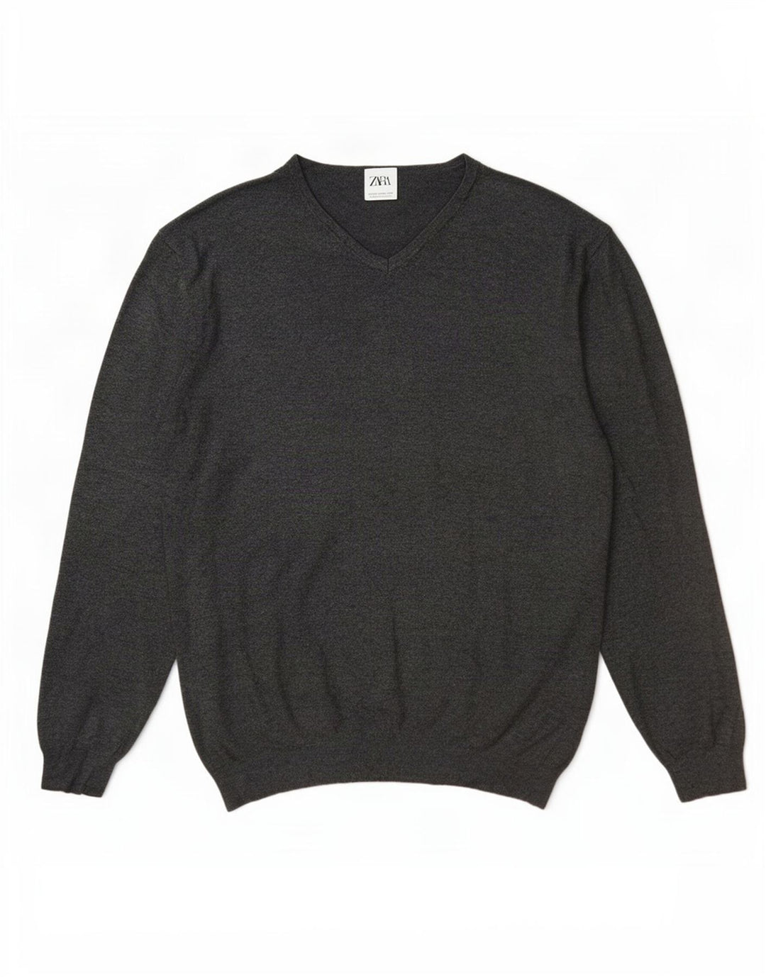 Maglione Zara da uomo con scollo a V 2XL in viscosa grigia