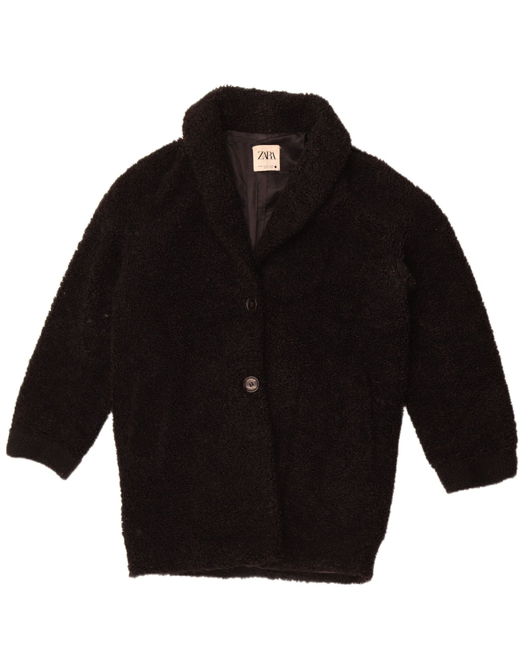 Soprabito oversize in pile da donna Zara UK 6 XS poliestere nero
