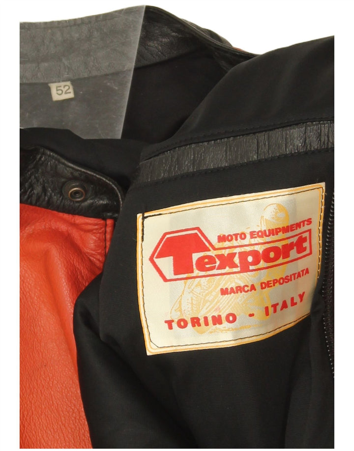 Giacca da corsa in pelle da donna vintage IT 52 2XL Colorblock rosso