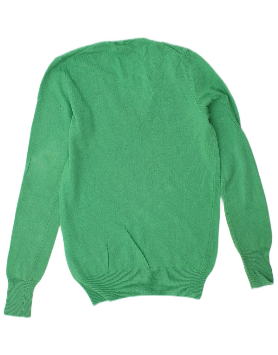BENETTON Maglione da donna con scollo a V UK 6 XS Lana vergine verde