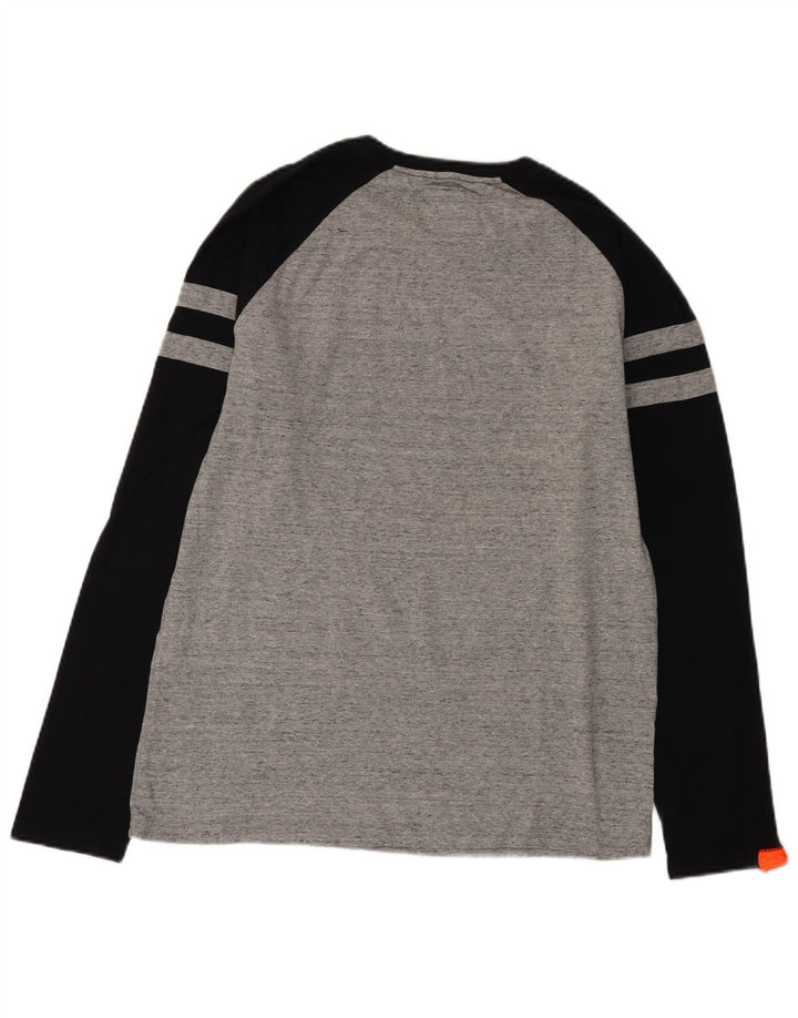 Top da uomo a maniche lunghe Superdry XL grigio color block